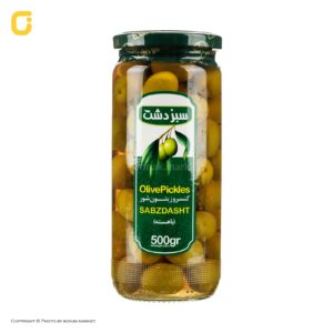 زیتون شور با هسته سبز دشت وزن 500 گرمی